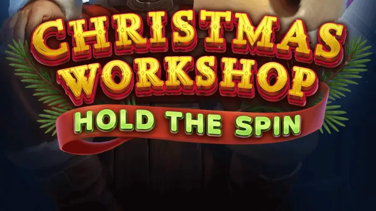 Tampilan visual slot Christmas Workshop: Hold The Spin dengan tema bengkel Santa yang meriah