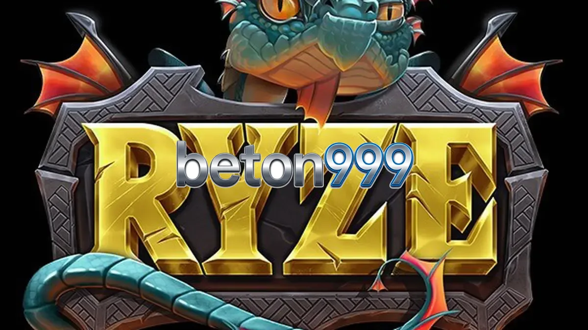 Pemandangan visual bertema naga dan harta karun dalam permainan slot Ryze